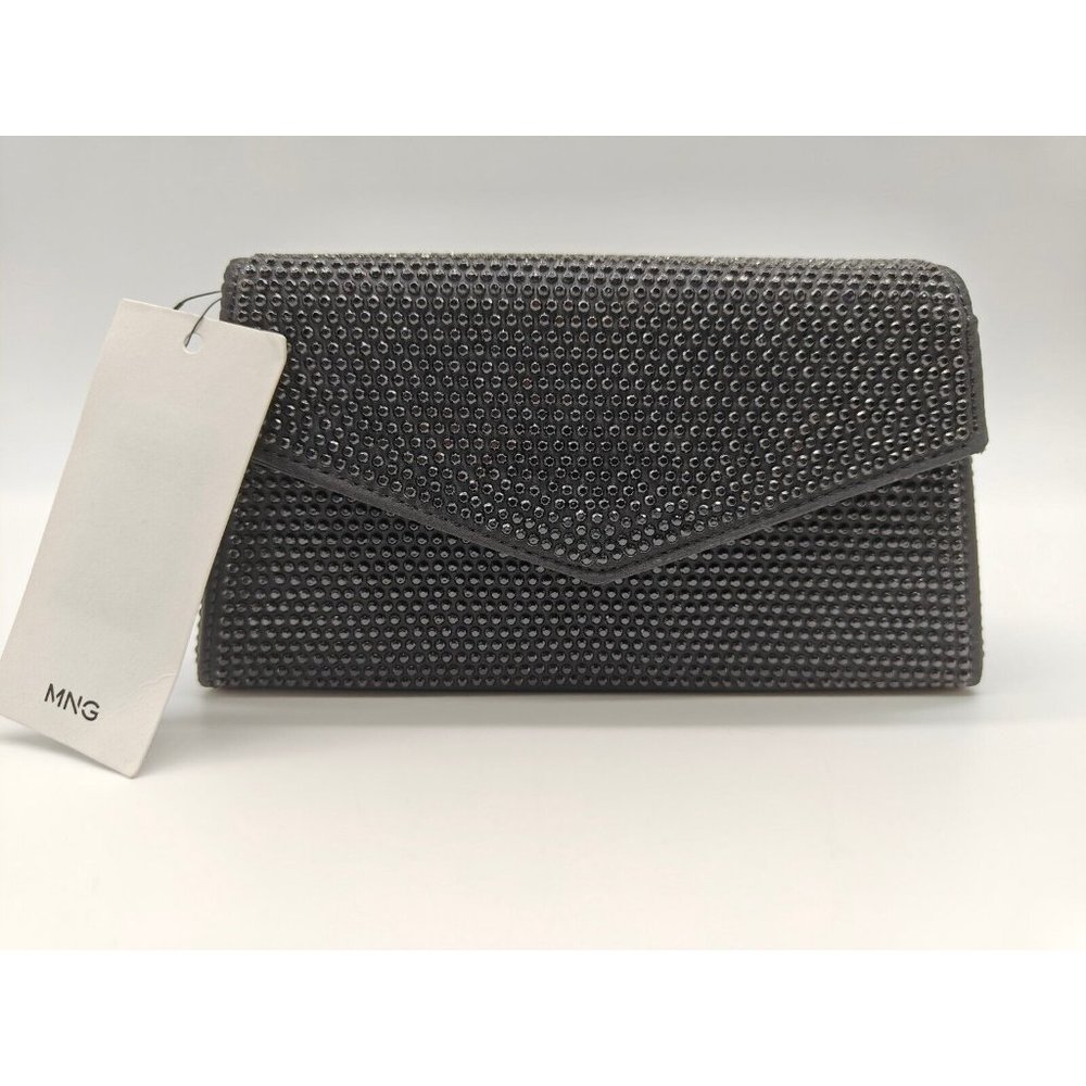 MANGO MNG rhinestone embellished box clutch shoulder bag - BLACK - Picture 4 of 10